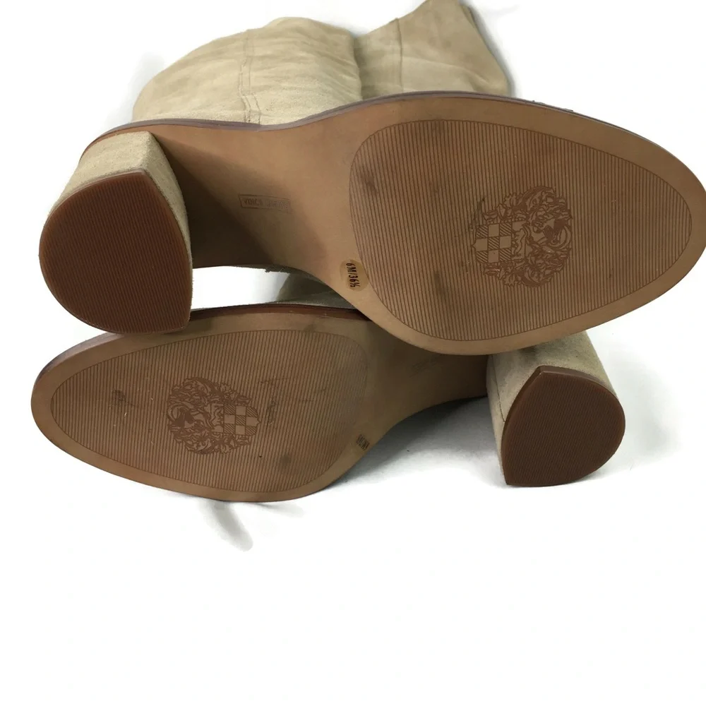 Vince Camuto Dameera Beige Suede Leather Block Heel Pull On Boot 6 M New WOT